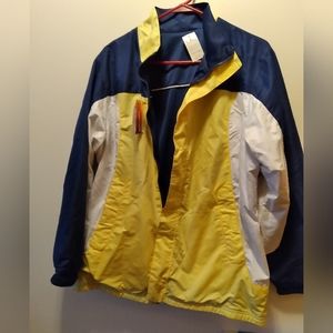 NWT Athletic Works Womens Reversible Vintage Windbreaker Navy Yellow White